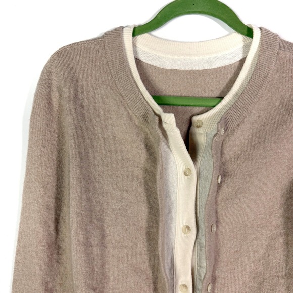 NAADAM Tan Cashmino Layered Cardigan Sweater Wool Cashmere Button Front Size S - Picture 5 of 10